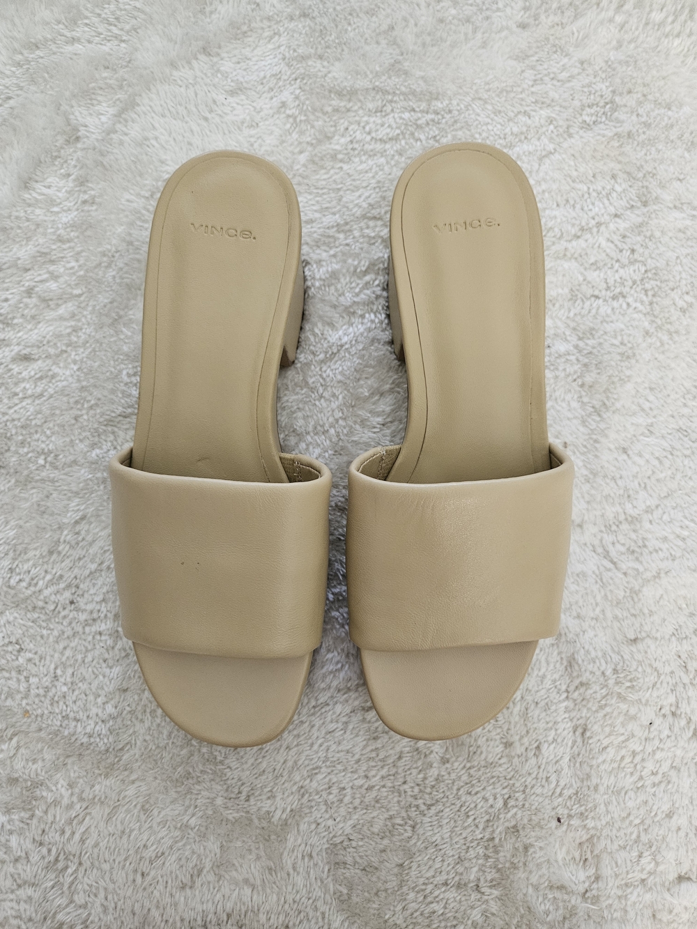 NWT Vince Beige Platform Sandals Size 8 Leather 70s Bohemian Business Casual - Picture 10 of 11